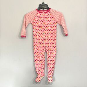 Carter’s | Girls Pink Hearts Valentine’s Day Footed Sleeper Pajamas Pjs 3T